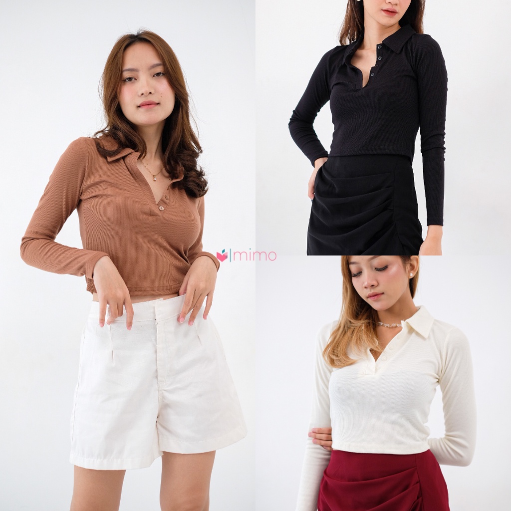 Crop Polo Knit Top