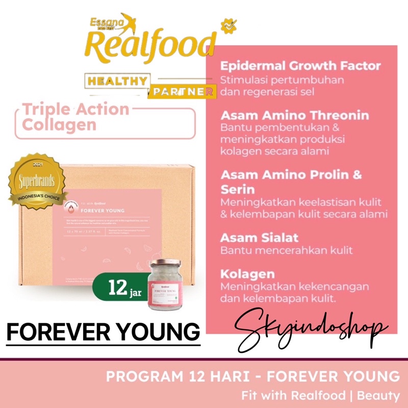 

Realfood Forever Young ( P.12 ) | Suplemen | Vitamin | Asam Amino | Asam Sialat | Kolagen | Minuman Sarang Burung Walet | Untuk Kecantikan & Mencerahkan Kulit | BPOM & HALAL