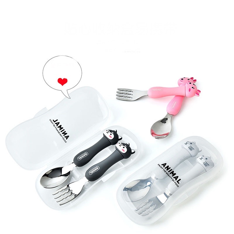 SENDOK GARPU SET PERALATAN MAKAN ANAK MOTIF ANIMAL / SENDOK GARPU STAINLESS STEEL