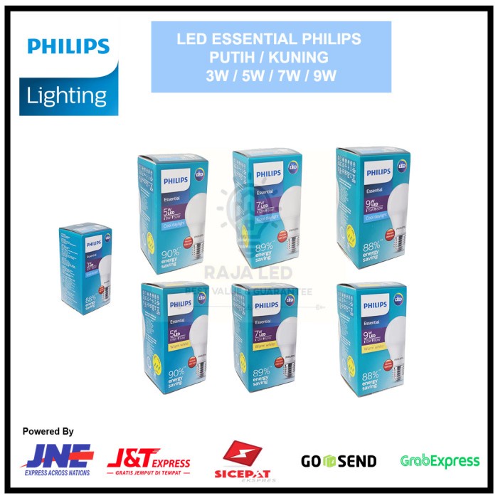 Jual PHILIPS LED ESSENTIAL BULB 3W 5W 7W 9W 3 5 7 9 WATT PUTIH / KUNING ...