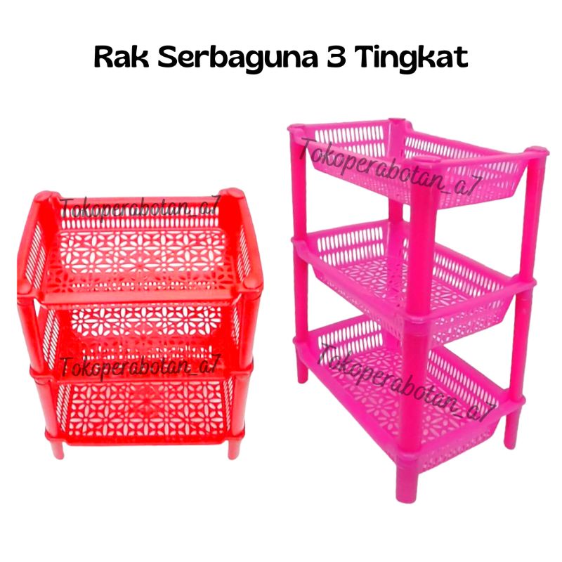 Rak serbaguna susun 3 plastik/rak bumbu/rak dokumen/rak plastik 3tingkat/rak kosmetik/rak piring/rak