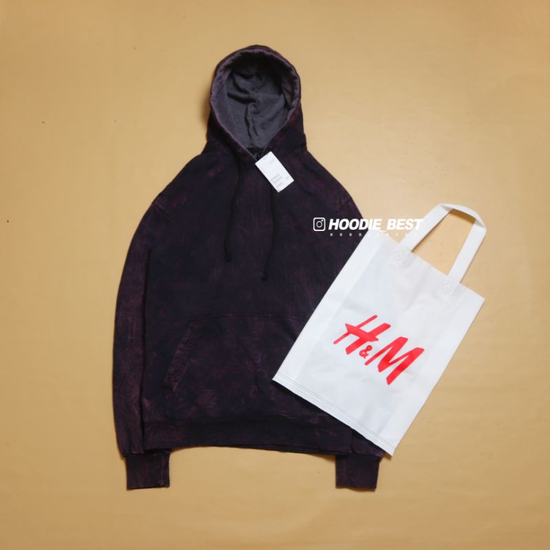 HOODIE JAKET SWEATER SANDWASH MAROON H&amp;M FULLTAG &amp; LABEL GRATISS TOTEBAG