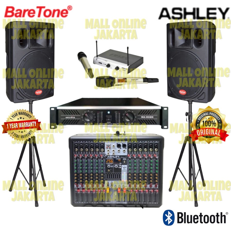 Paket speaker pasif baretone 15 inch 1530w mixer 12 channel ashley