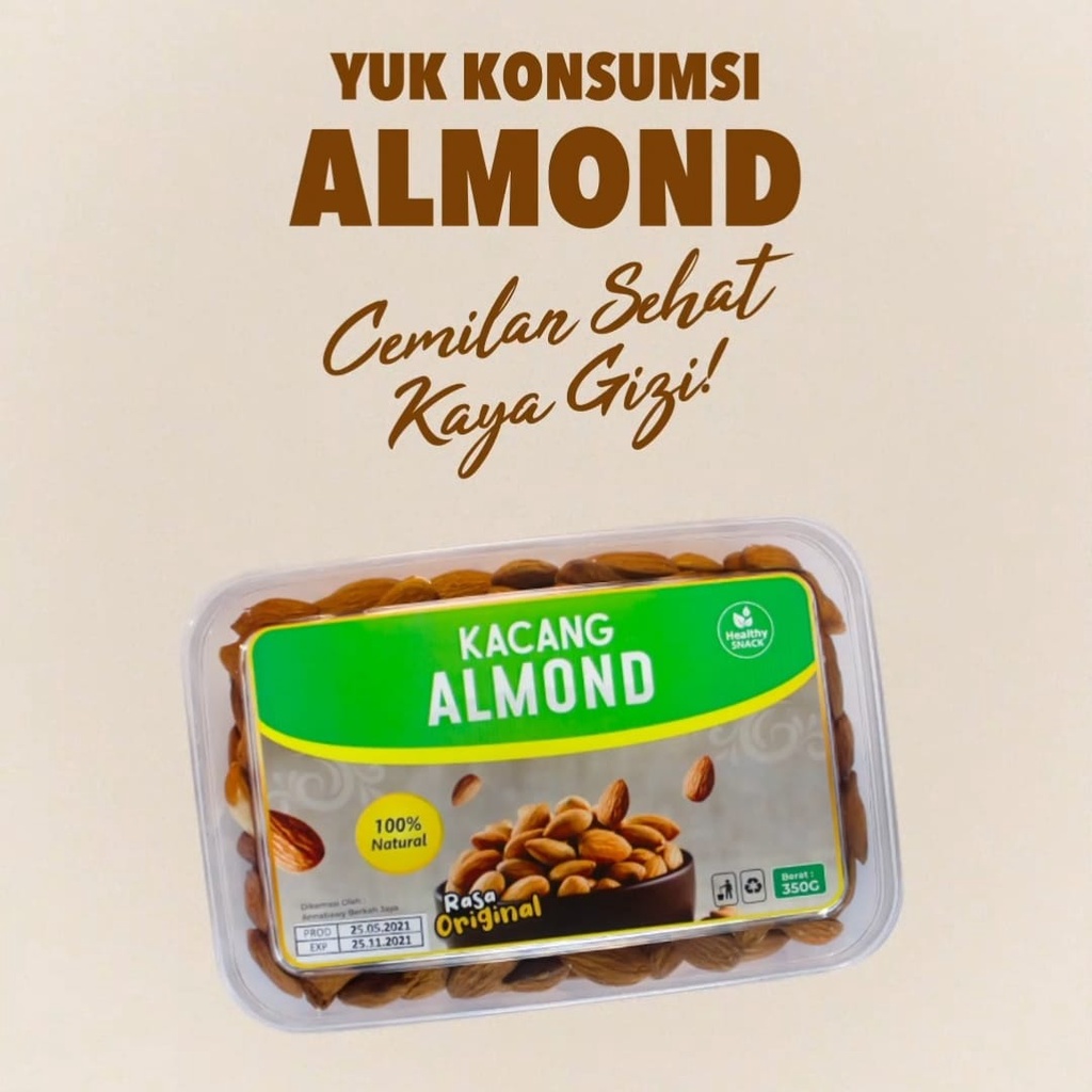 

Kacang Almond Rasa Original Cemilan Sehat Bergizi Protein Tinggi