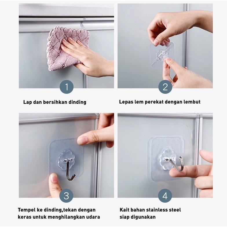 GANTUNGAN TEMPEL HOOK AJAIB GANTUNGAN DINDING KAIT MAGIC SERBAGUNA KAMAR MANDI DAPUR / HANGER