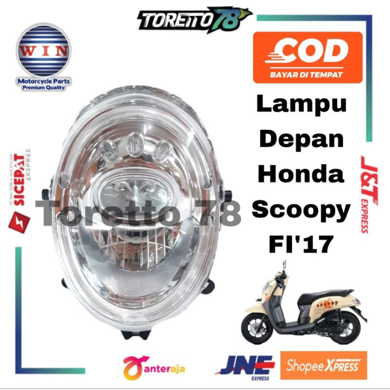 Reflektor Lampu Depan Unit Honda Scoopy FI 2017+ Led Merk Win