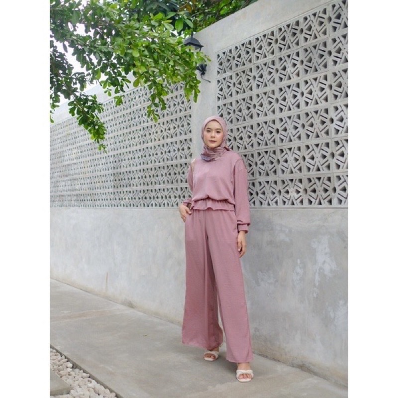 Sashi One set by Zhafa Official Size L/XL warna Flaminggo batch 2