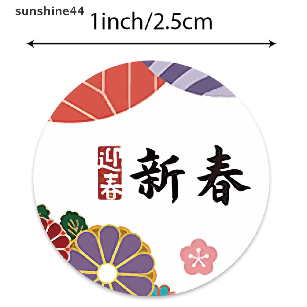 Sunshine 500pcs / roll Stiker Label Tulisan Happy New Year Ukuran 2.5cm Untuk Kemasan Hadiah