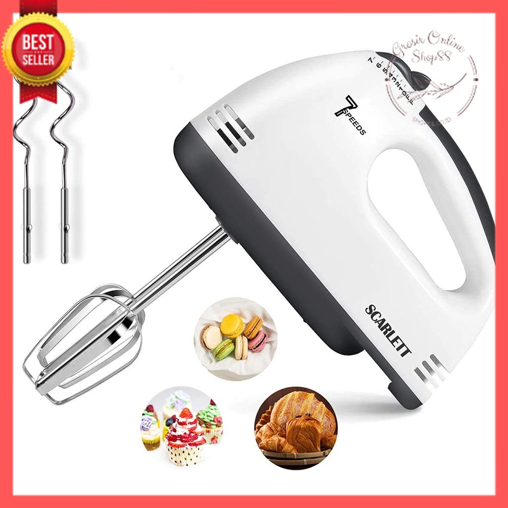 GOS B303 - Besar Hand Mixer, Pengaduk 7 Kecepatan Otomatis - Free 4 Buah Alat Pengocok / Mixer