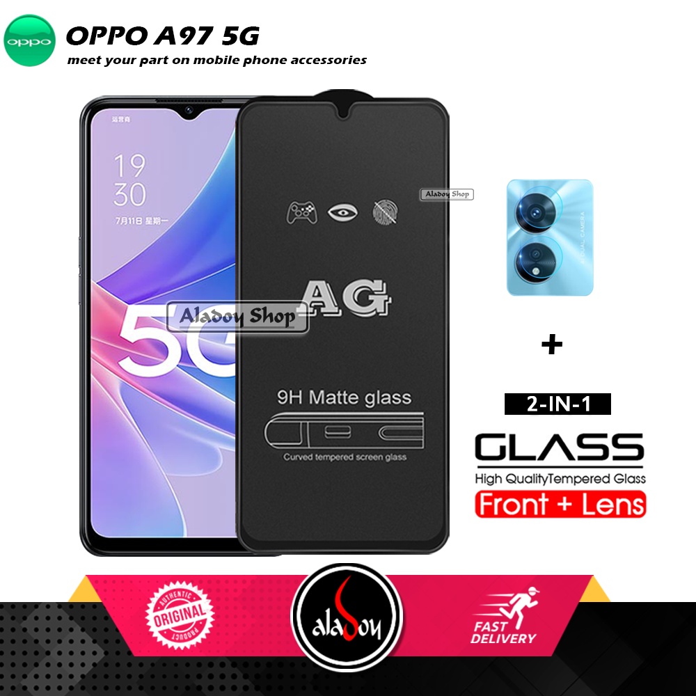 Oppo A97 5G PAKET 2IN1 Tempered Glass Matte Anti Glare Full Layar dan Tempered Glass Kamera