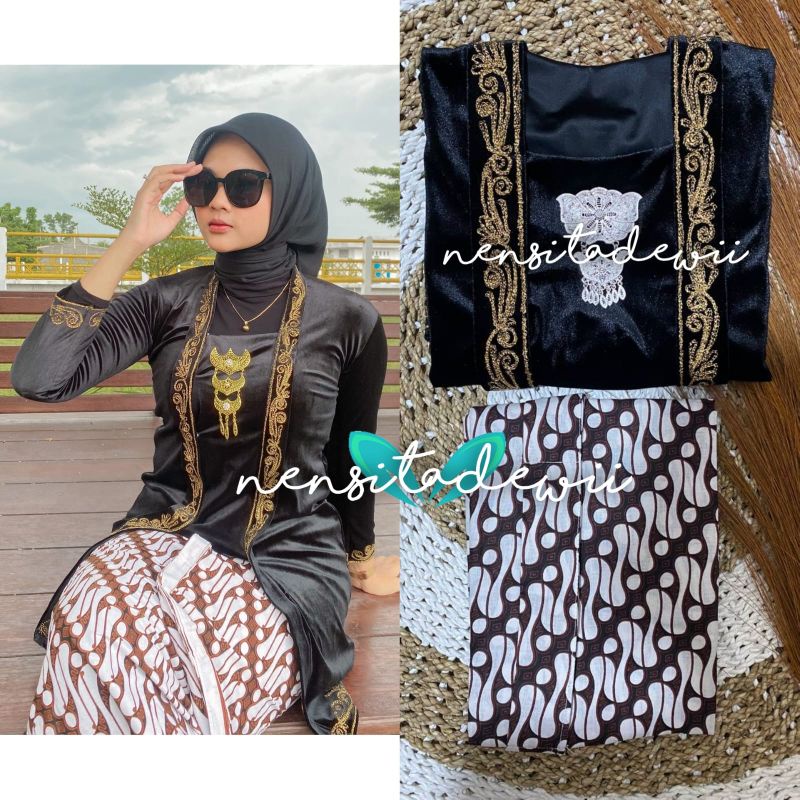 [1 SET] Kebaya Bordir Body Panjang + Jarik Instan / LHT02G, Model Pramudita