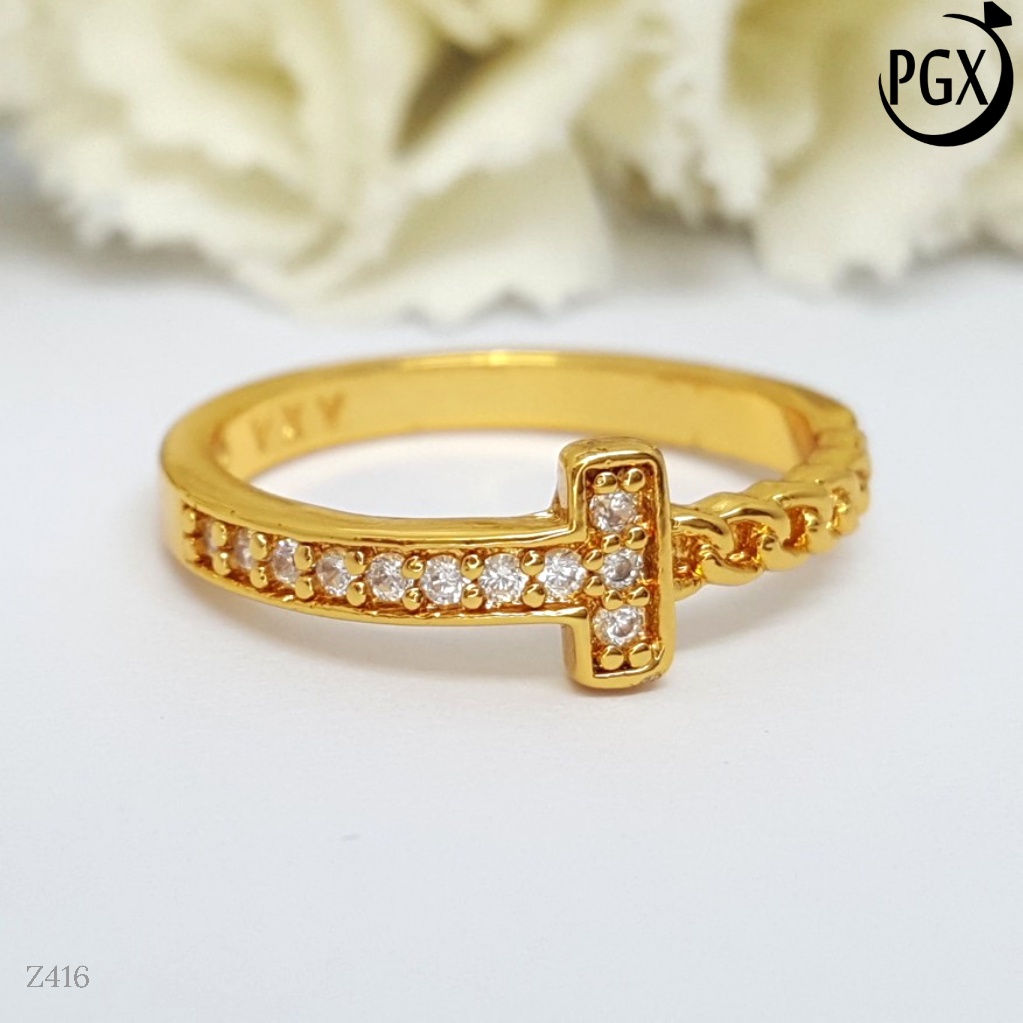 PGX Cincin Xuping Wanita Aksesoris Fashion Perhiasan Lapis Emas Premium - Z416