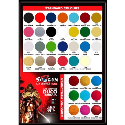 Pilok Pilox Shogun Z Standard colours 400ml (Black, Clear, Red, Blue, Green, Gold, Grey, Silver, dll) Sekelas  Samurai Paint Kurobushi