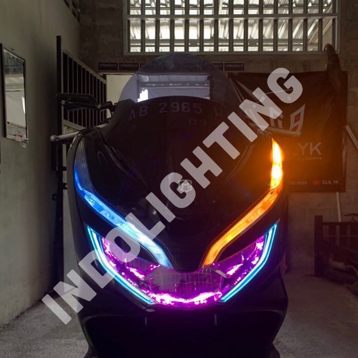 Paket Lampu Alis Running PCX 150 Bonus devil eye tidak berbintik lampu depan headlamp pcx running