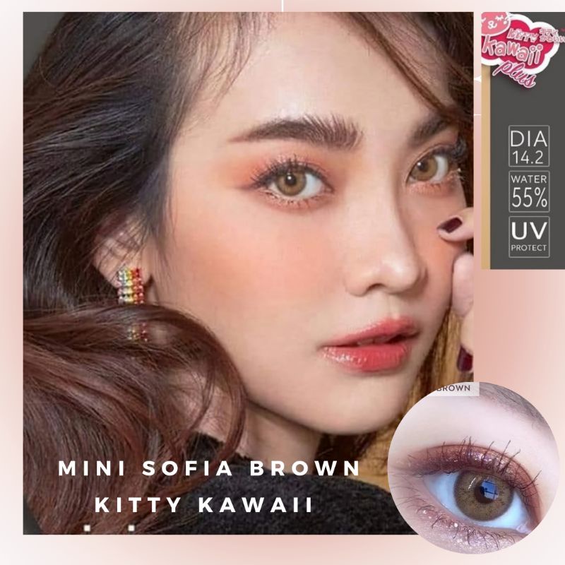 SOFTLENS MINI SOFIA BROWN KITTY KAWAII NORMAL MINUS Softlen Premium Made in Korea