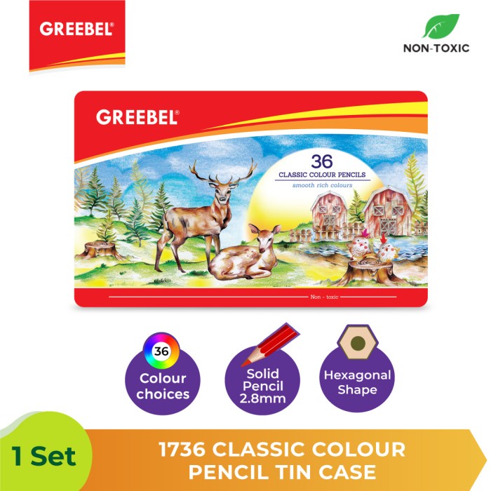 

GREEBEL 1736 Classic Colour Pencil TIN Case 36 Warna