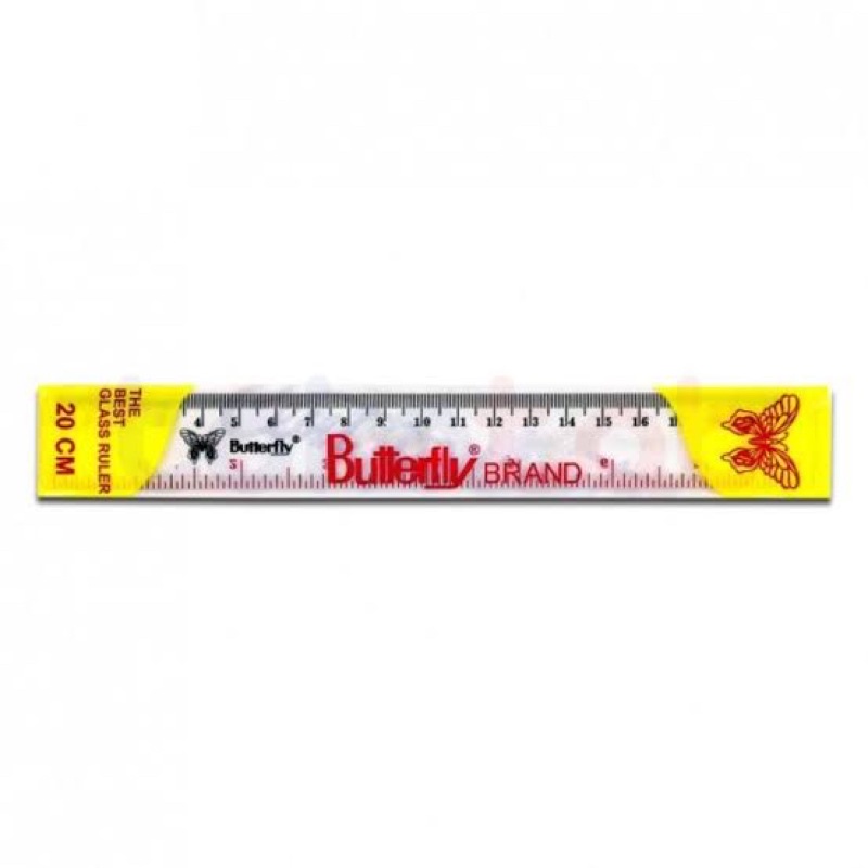 

penggaris glass ruler 20 cm butterfly