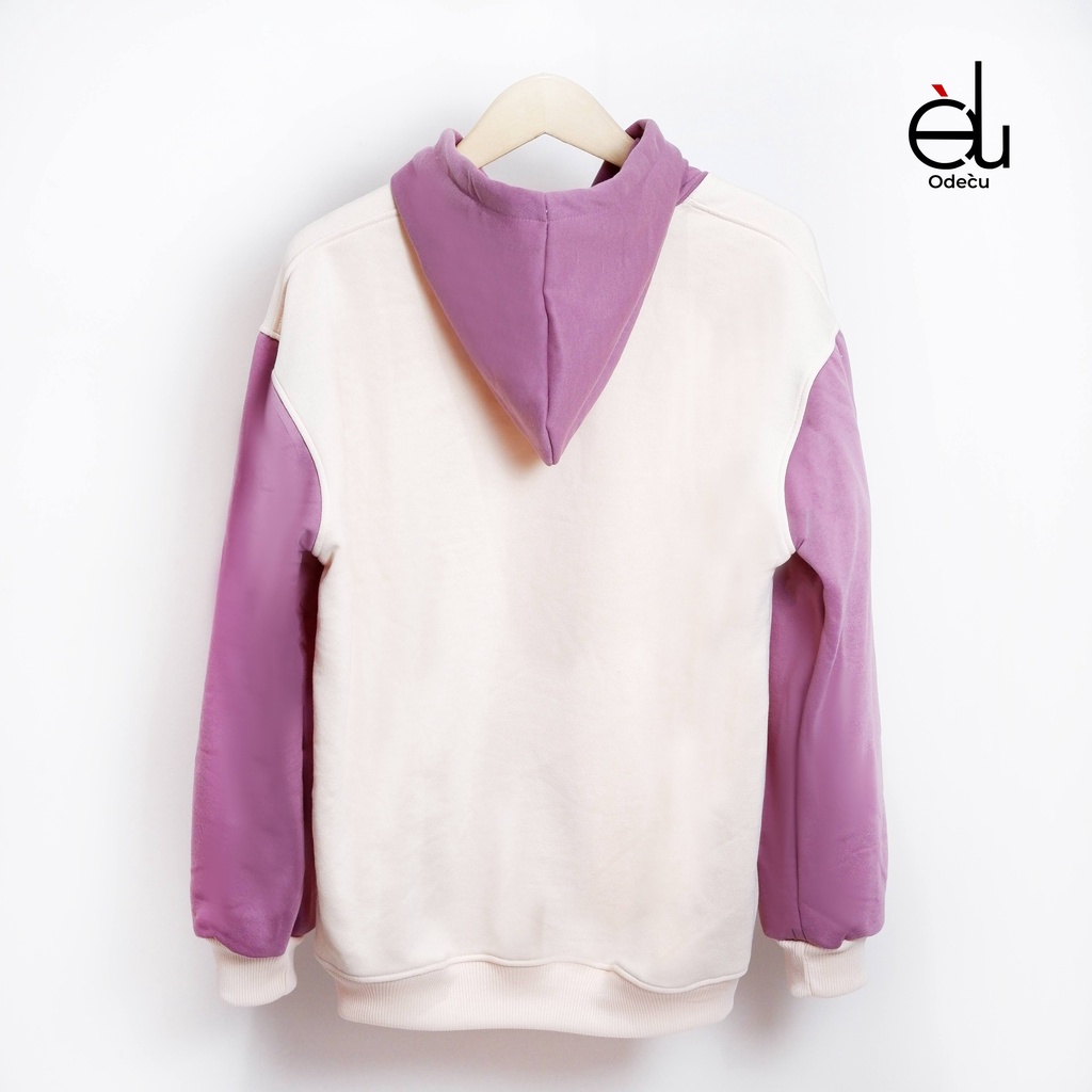 ODECU PREMIUM HOODIE TWO COLOR VANILLA TARO SWEATER OVERSIZE WANITA PRIA