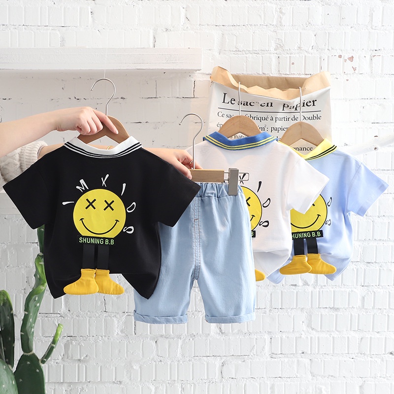 Setelan Anak Laki Laki 2pcs Baju Anak ALDO Kaos dan Celana Jeans Import