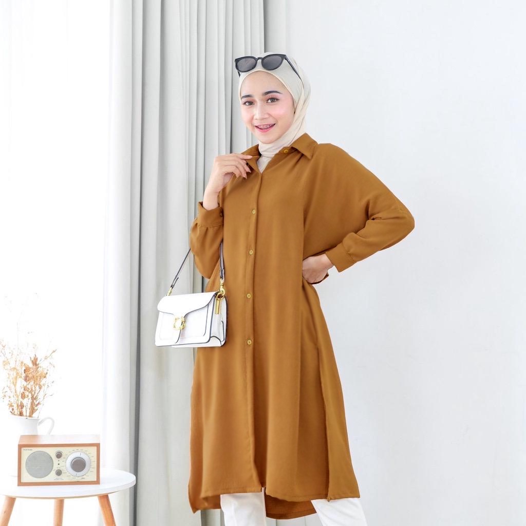 Tunik Kemeja Wanita Polos LD100cm Long Tunik Casual