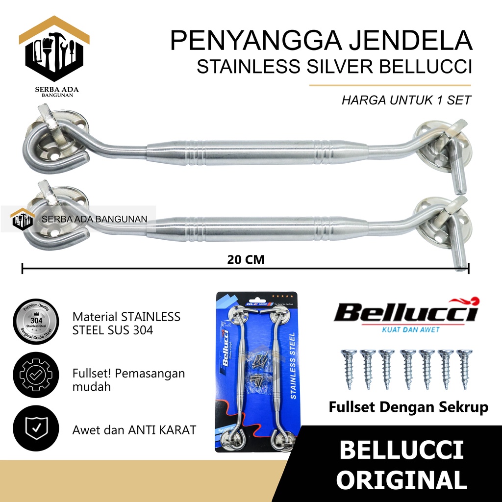 Hak Angin Bellucci / Window hook / Kait jendela / HA BLC 304-8