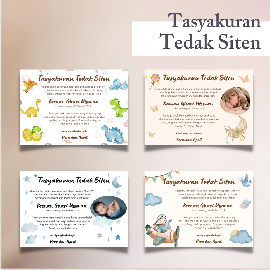 Cetak Kartu/Stiker Tasyakuran Tedak Siten, Turun Tanah, Tedhak Siten