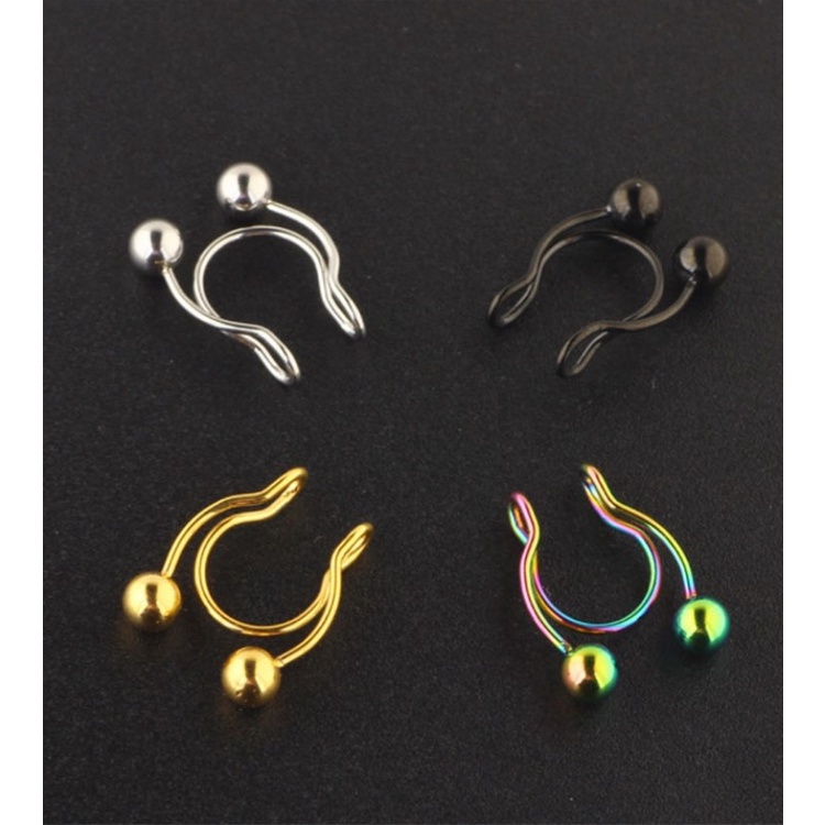 [COD] Anting Jepit Hidung Model Cincin Tindik Hidung Palsu Bahan Stainless Steel Fashion Wanita/Pria