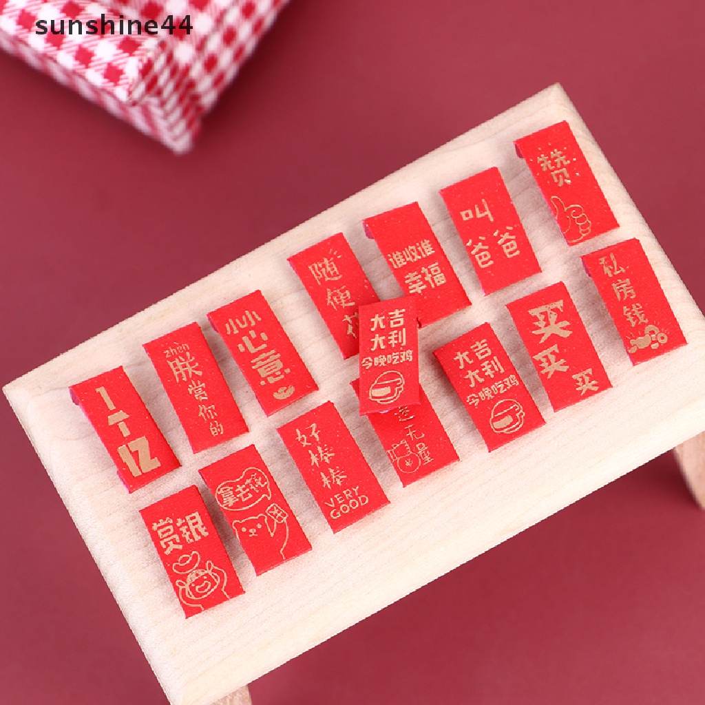 Sunshine 10Pcs Mainan Stiker Amplop Merah Skala 1: 12 Untuk Dekorasi Rumah Boneka