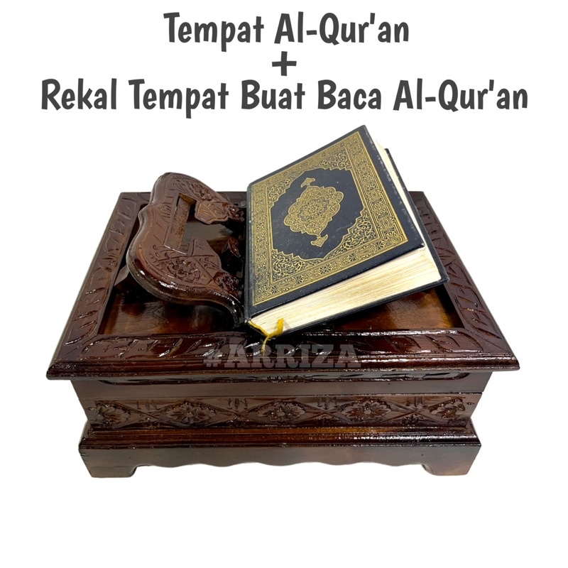 TEMPAT KITAB AL-QURAN + REKAL TEMPAT MEMBACA AL QURAN KAYU JATI ASLI