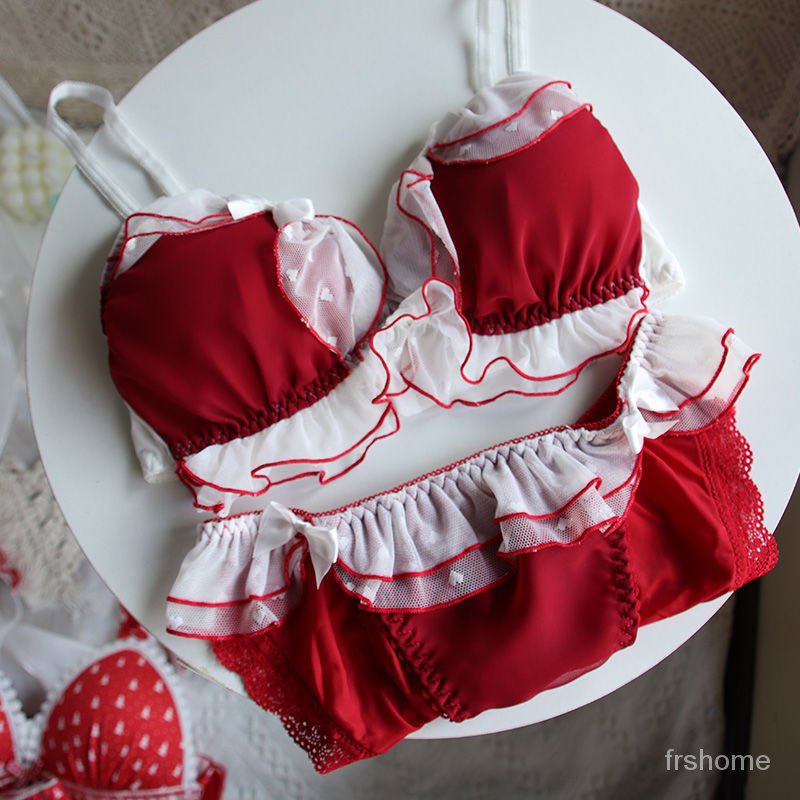 Natal merah lingerie set gadis remaja wanita remaja perempuan sapi tahun pertemuan dada kecil tidak