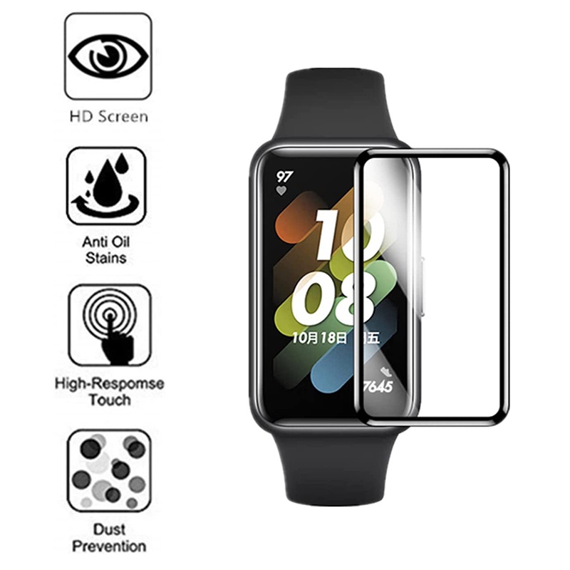 3D PMMA Film for Huawei Band 10 / Pelindung Layar for HUAWEI Band 9 / 8/7 Anti Gores Screen Protector 3D PMMA Film for Full Screen Cover List Hitam