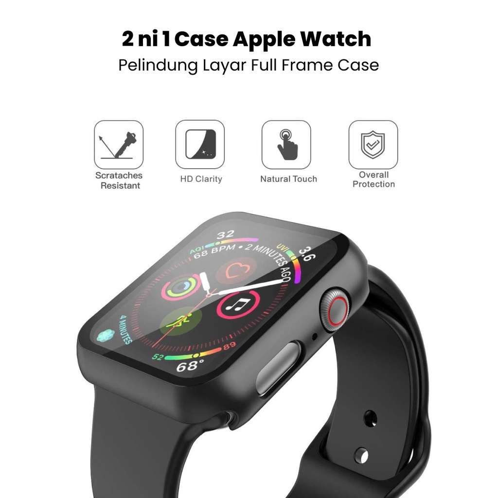 2 in 1 APPLE WATCH Case Tempered Glass Screen Protector iWatch Full Frame