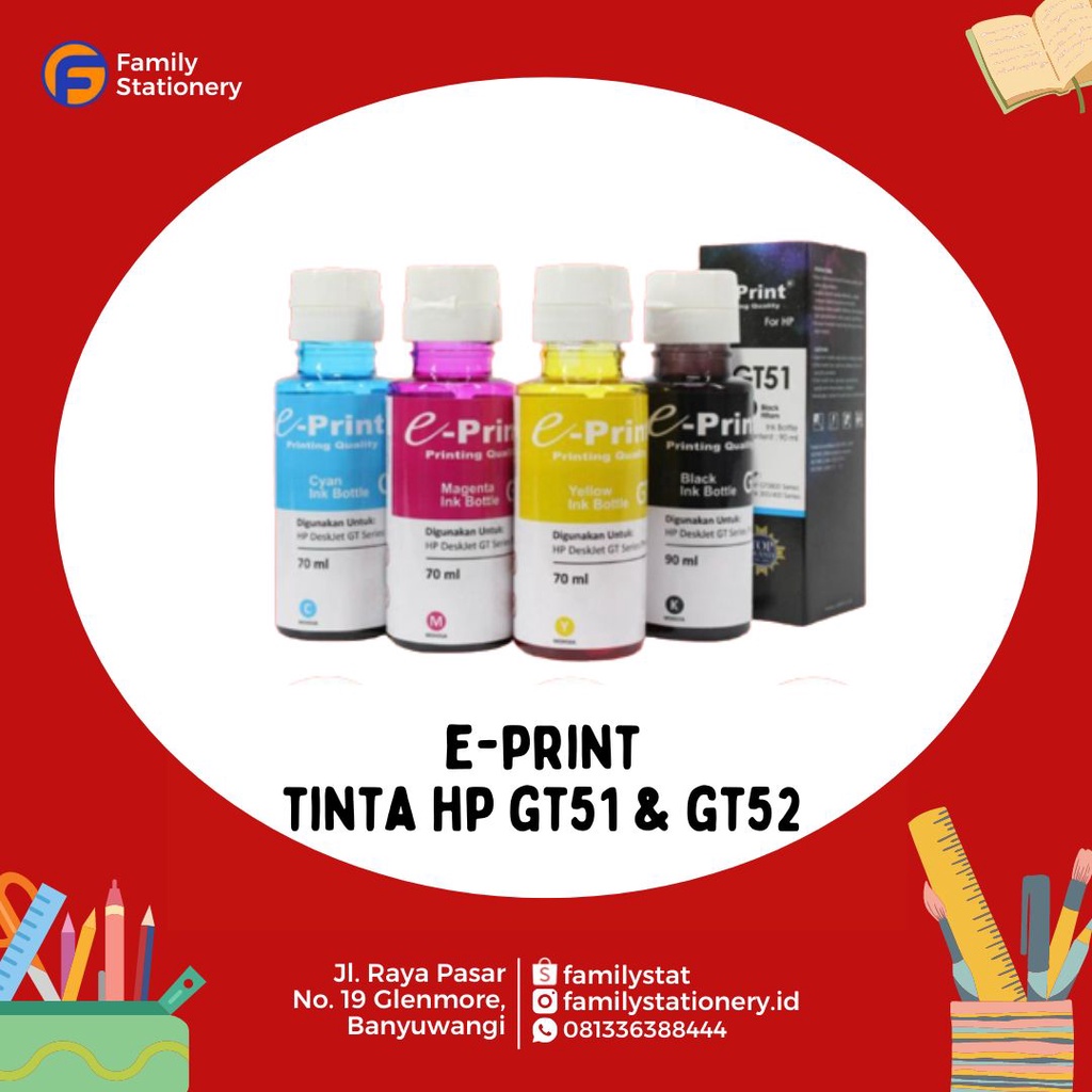 E-Print Tinta HP Ink GT51 & GT52 Black 90ml