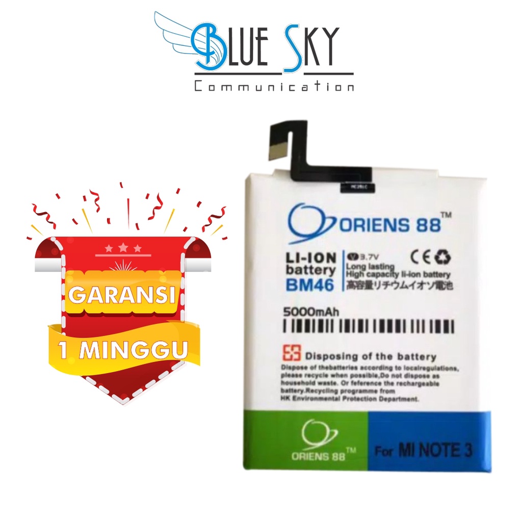 BATERAI ORIENS88 XIAOMI REDMI NOTE 3 / BM46 DOUBLE POWER