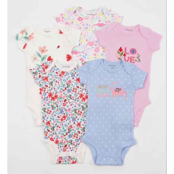 BABY K2 - Baby Bodysuit Isi 5 Pcs Motif Loves Bunga