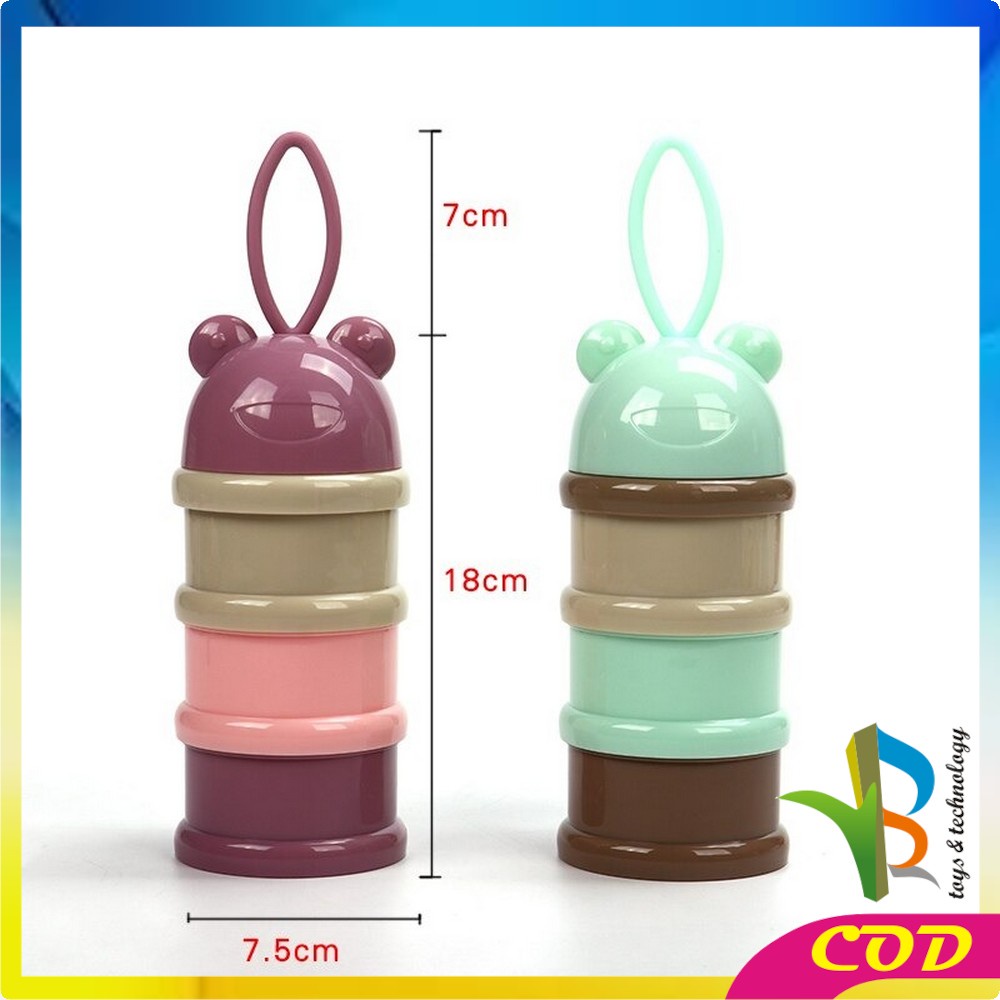 RB-C122 Wadah Tempat Susu Bubuk Bayi Travel 4Tingkat Milk Powder Container Karakter Kotak Susu Bubuk