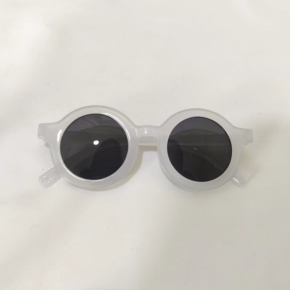 Kacamata Hitam Bingkai Bulat Anti Ultraviolet Anak/Laki-Laki Perempuan Fashion Import-Transparan