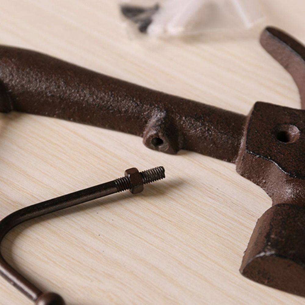 [Elegan] Hook Retro Hias Untuk Toko Bar Taman Yang Dipasang Di Dinding Berbentuk Palu 3-Hook Key Holder