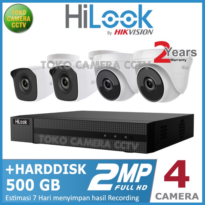 PAKET CCTV HILOOK 4 CHANNEL HDD 500GB Seri G Seri Q