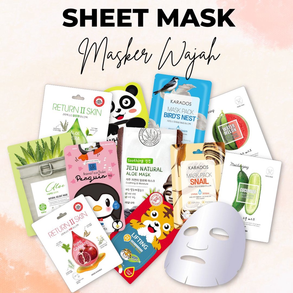 Sheet Mask Masker Wajah Asli Korea 100 ORI