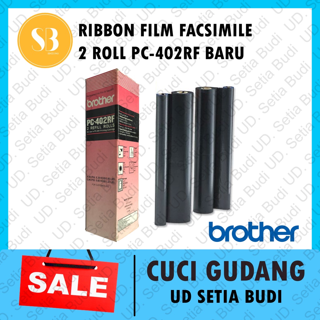 Ribbon Film Fax Brother PC-402RF 2 Roll Facsimile Asli