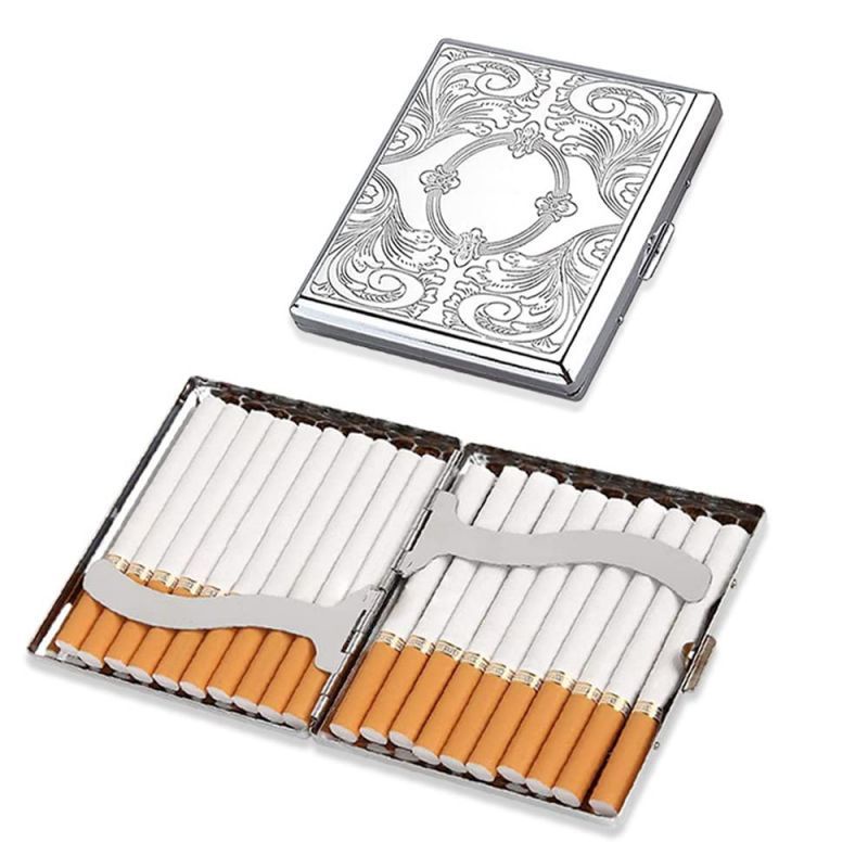 Cigarettes Box Metal Wadah Rokok Kotak Cigarette 20 Slot Firetric Kotak Rokok Kotak Tempat Rokok