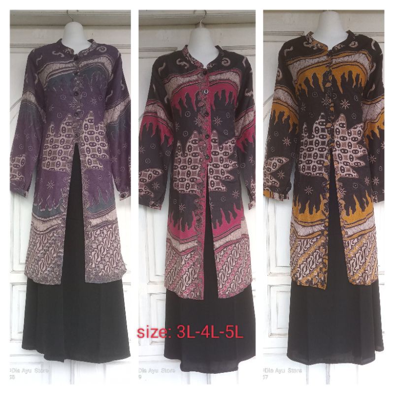 GAMIS KAFTAN BATIK ROMPI LEPAS KOMBINASI DOBY PREMIUM/GAMIS LIDYA ONE SET