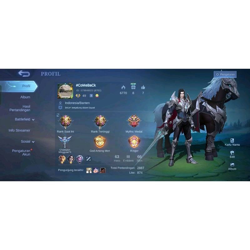 Jual akun mobile legends ml ,recal tas tas biru Ama email-nya di kasih