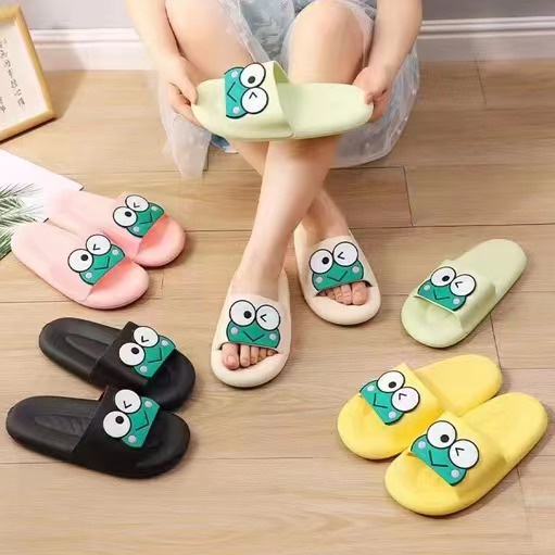 Gobra ♕ SA018 Sandal Empuk EVA Import Sendal Rumah Motif Kodok Cute Fashion Korea Wanita Bahan Rubber Anti Sakit