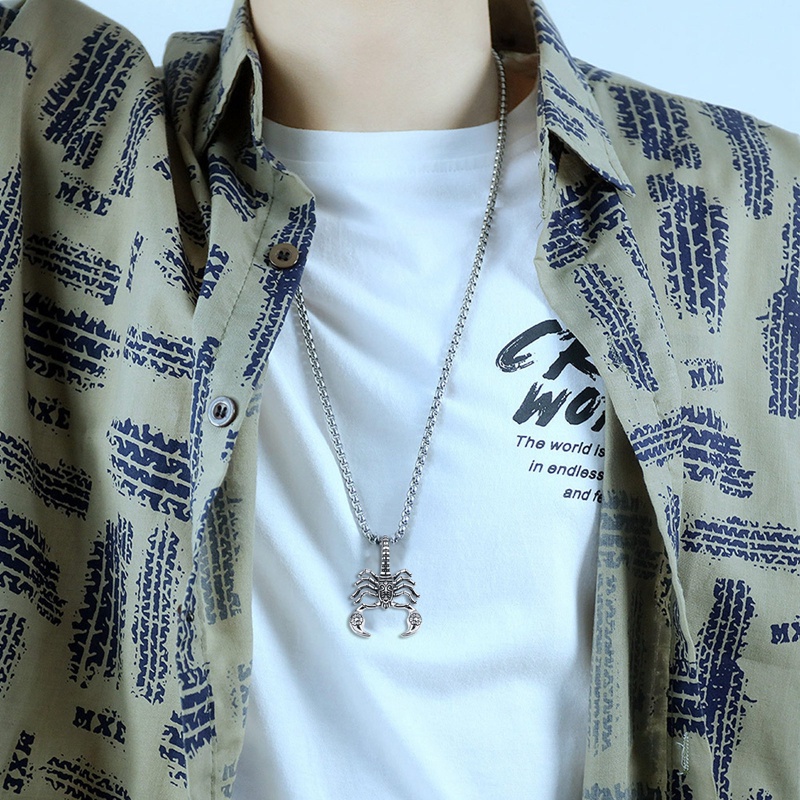 Fancyqube Kalung Liontin Kalajengking Scorpion Gaya Punk Rock Antik Untuk Pria