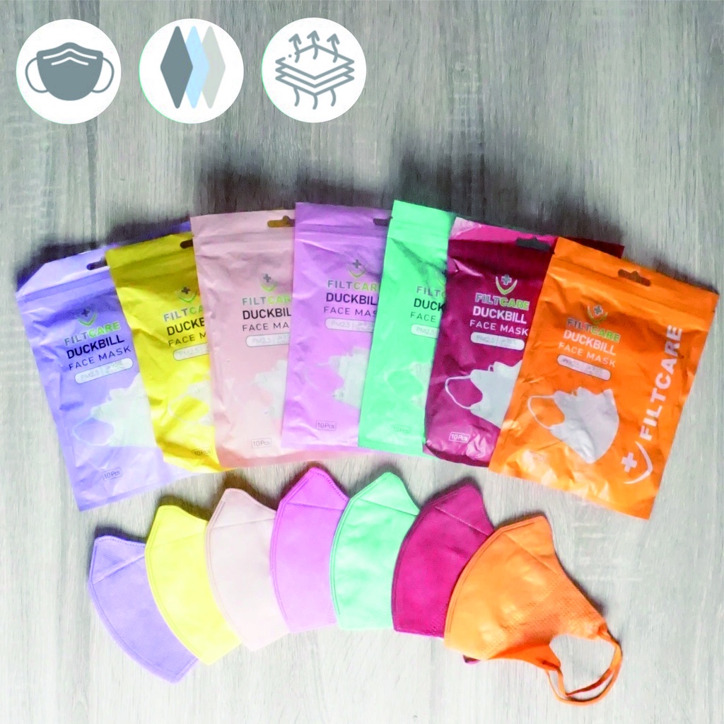 MASKER DUCKBILL WARNA FILTCARE 10PCS