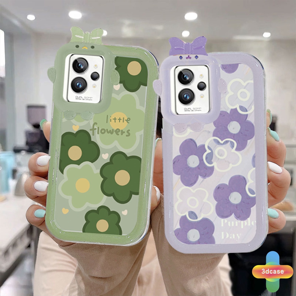 Soft TPU Case Realme C11 2021 C21Y C31 C35 C15 C21 C25 C20 C3 C12 C2 C25S 5S 5 5S 5i C17 7i 9i C1 C25Y C2 C3i 6i C20A V11 Narzo 20 10 10A 20A 30A A7 A5S A15 A16 Y12 Y20 Y15S A03 Green Flowers Little Monster lens Anti-fall Case