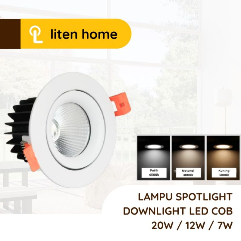 Lampu Downlight / Spotlight LED 20w 20 watt Murah COB 12w 7w watt 3000k / 4000k / 6000k