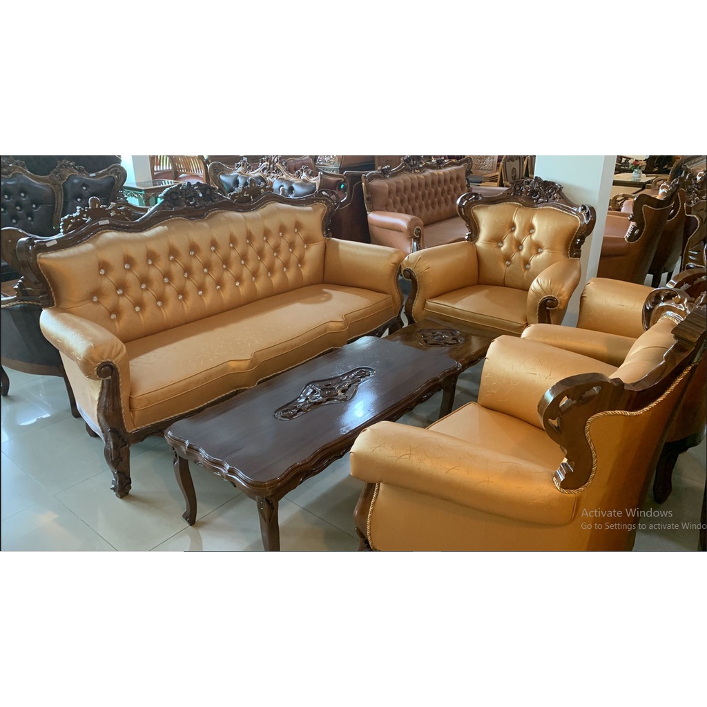 Sofa Jati empuk, sofa santai, kursi sofa kayu jati Asli Gratis Ongkir BATAM